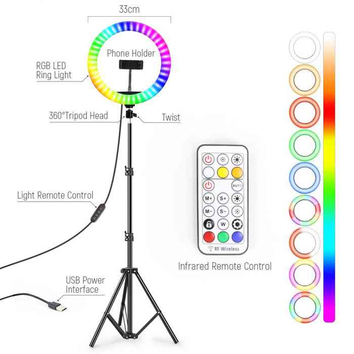 RGB soft ring light wh36 With Tripod & remote controller