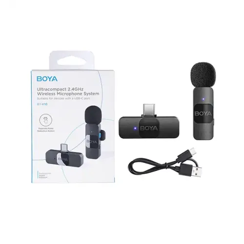 Boya BY-V10 Ultracompact 2.4GHz Wireless Microphone System for Type-C Devices